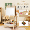 Kids Art Easel 3 in 1 Double-Sided Storage Easel Toddlers Wooden Easel-Natural