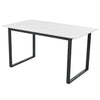 White Marble Effect Extendable 140 - 180 cm Dining Table with Black Metal Legs