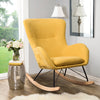 Upholstered Yellow Chenille Fabric Rocking Armchair Wing Back Chair Sofa Lounger