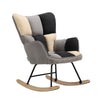 Modern Patchwork Fabric Rocking Nursing Chair Upholstered Relax Rocker Armchairs
