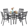 Garden Dining Set Outdoor Furniture Stackable Chair Table With Umbrella Hole