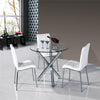 KITCHEN 2-4 SEATS DINING ROOM CHROME GLASS ROUND DINNER TABLE AND 2 CHAIRS SET