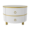 Round Coffee Table with Drawer For Living Room Nest of Side Table Set of 2 White