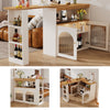 KITCHEN ISLAND EXTENDABLE DINING TABLE BAR BISTRO TABLE WITH STORAGE CABINET