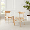Bonnie Oak and Veneer Wooden Scandi Dining Chair with Rope Seat Set of 2 Klismos