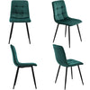 Set of 4 Dining Chairs with Backrest Metal Legs Living Room Kitchen Chairs Green