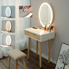 Dressing Table with Light Mirror Vanity Set Wooden Makeup Desk with Stool Drawer