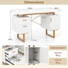 Computer Desk Home Office Desk with Floating Desktop & Dual Drawers White