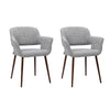 2Pcs Kitchen Dining Chairs Linen Fabric Padded Home Office Chair Set Hollow Back