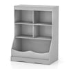 Home Toy Storage Organizer Playroom Bookcase with 5 Cubes-Grey