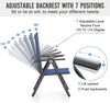 Patio Chairs Set of 2 Folding Outdoor Dining Chair Sling Adjustable Chair Blue
