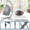 Folding Swing Egg Chair Hanging Chair Swing Basket Chair w/ Stand Cushion Pillow