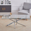 Modern Clear Tempered Glass Top Coffee Table Chrome Legs Living Kitchen Tables
