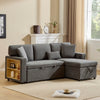 L-Shaped 3 Seater Corner Sofa Bed Pull Out Sectional Couch with Storage, Grey