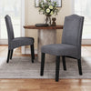 Set of 2 Velvet Suede Dining Chairs Upholstered seat Ergnomic w/ Black Wood Leg