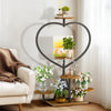 Strong Metal Plant Rack Floor Heart Shape Garden Flower Stand with 5 Pot Holders