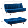 3 Seater Navy Blue Velvet Sofa Bed - Mondaine
