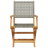 Cizuho 3 Piece Bistro Set Grey Poly Rattan and Solid Wood,Small Table and T5O5