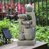 Garden Water Feature Solar Power Outdoor Tiered Pot Cascading Fountain Landscape