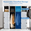 16-Cube Wardrobe Closet Clothes Storage Organizer w/ 2 Hanging Rods Portable