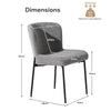 2PC Grey Dining Chairs Velvet Upholstered Seat Kitchen Chair Metal Legs