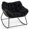 Outdoor Rocking Chair Oversized Patio PE Wicker Egg Chair-Black