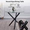4x Velvet PU Leather Dining Chairs&Round Tempered Glass Dining Table Dining Set