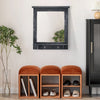 Carved Garden Mirror Wall Mounted Wooden Frame Outdoor Indoor Wood Grain Decor