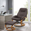 360° Swivel PU Recliner Lounge Sofa W/Footrest Footstool Faux Leather Wood Base