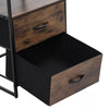 Industrial Rustic Wood Storage Cabinet with Shelves & Fabric Drawers Metal Legs