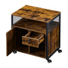 Brown Office Filing Cabinet Mobile Printer Stand File Storage Drawer Wheels