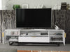 200cm Loft Retro Milled Fronts TV Unit Stand | White Matt Body | Vintage Cabinet