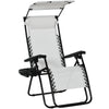 Patio Sun Lounger Recliner Chair Zero Gravity Seat Armchair Canopy Sunshade Tray