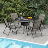 Set of 2 Patio Folding Chairs Outdoor Wicker Dining Chairs with Armrests