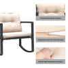 3 Pcs Outdoor Rocking Bistro Set PE Rattan Rocking Chair Set w/Cushions-Brown