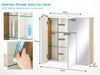 LED Bathroom Cabinet Mirror Wall Mounted 3 Doors Storage Cupboard Glass Shelf