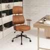 Leathaire Computer Chair Ergonomic Office Chair w/Spring Cushion Seat-Brown