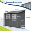 BIRCHTREE 4x8ft Lean To Garden Shed Metal Storage Tool House Pent Roof Grey