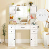 Makeup Vanity Desk Dressing Table w/Charging Station& Mirror-White