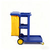 3 Tier Cleaning Trolley On Wheels Janitorial Storage Cart with Organizer Bins
