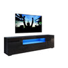 High Gloss Black TV Stand Cabinet Unit Shelves Storage RGB LED Cupboard 180cm