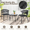 3 Piece Outdoor Wicker Furniture Set Patio Rattan Conversation Set with Table