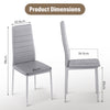 Set of 4 Dining Chairs Padded Seat High back Metal Legs Home Furniture