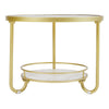 2 Tier Coffee Tea Table Round End Side Table w/ Storage Shelf Tray Bedside Table