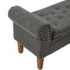 Linen Upholstered Arm Bench Bed End Window Seat Ottoman Storage Stool Bedroom UK