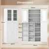 Kitchen Pantry Storage Cabinet 161cm Tall Freestanding Cupboard w/Glass Doors