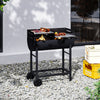 Portable Half Open Drum Barrel Barbecue w/Adjustable Grills&Shelf&Wheels&Handle