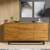 140cm Sideboard Oak Matt | Modern Storage Cabinet | Push to Open | Metal Legs