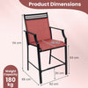 2 PCS Outdoor Patio Chair Fabric Bar Stool Metal Frame Counter Height Chairs