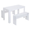 White Wood Dining Table Bench Set Rectangle Table Chair Stool Home Kitchen Unit